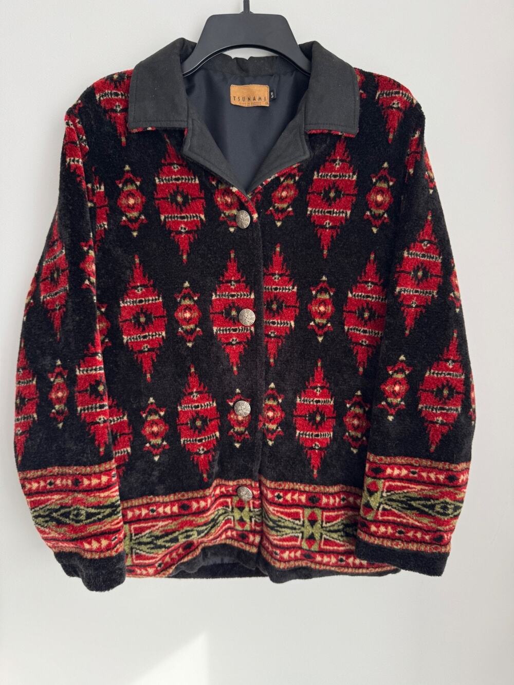 VTG Tsunami Fleece Jacket Womens Button Down Western Pattern Aztec